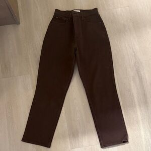 Abercrombie & Fitch 90s straight ultra high rise Dark Brown Jeans 27/4 curve